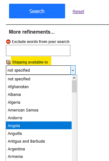 Shipping available to