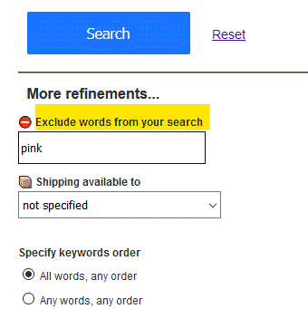 advanced ebay search exclude words